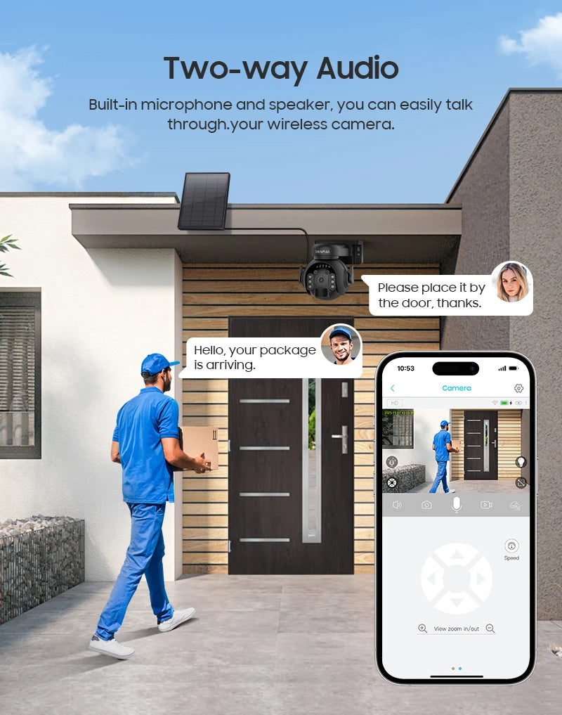 Outdoor Solar Wifi Camera 5MP With 360° PIR Motion Detection with Two-Way Audio