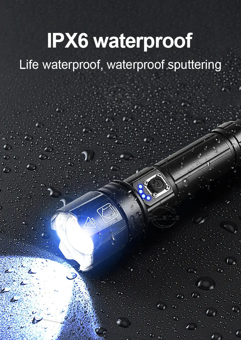 Ultra Powerful Tactical 1500 Meter LED Flashlight With USB Charging