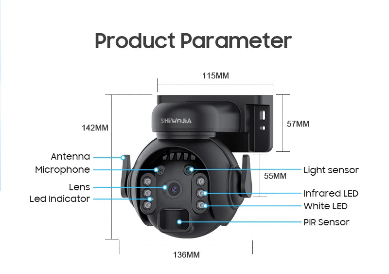 Outdoor Solar Wifi Camera 5MP With 360° PIR Motion Detection with Two-Way Audio