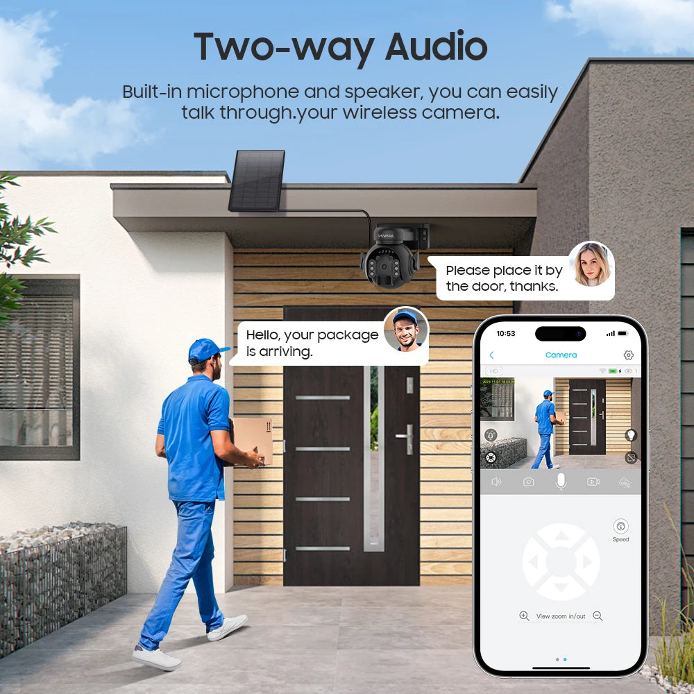 Outdoor Solar Wifi Camera 5MP With 360° PIR Motion Detection with Two-Way Audio