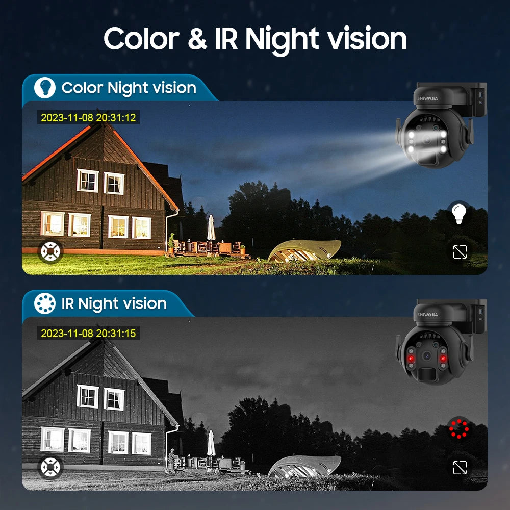 Outdoor Solar Wifi Camera 5MP With 360° PIR Motion Detection with Two-Way Audio