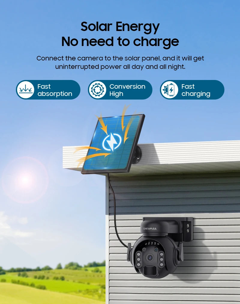 Outdoor Solar Wifi Camera 5MP With 360° PIR Motion Detection with Two-Way Audio