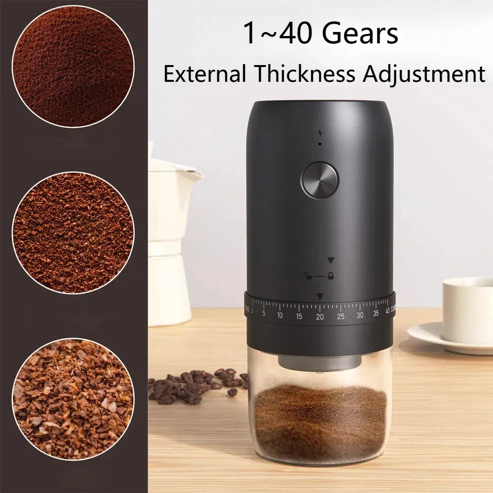 Coffee Bean Grinder Portable 1800mAh Electric 40 Gears External Rechargeable Grinders Household Coffee Machine
