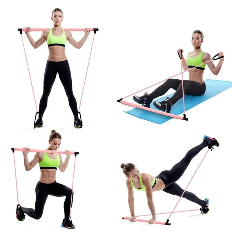 New Fitness Pilates Bar with Cross Fit Resistance Bands For Home Workout