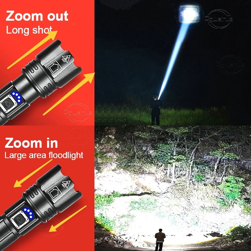 Ultra Powerful Tactical 1500 Meter LED Flashlight With USB Charging