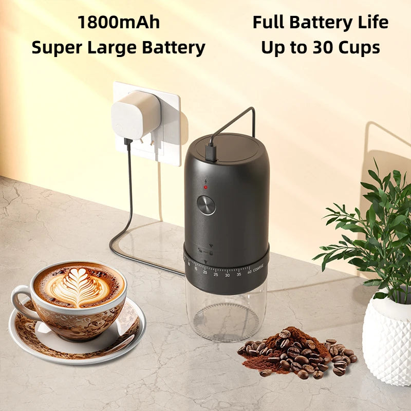 Coffee Bean Grinder Portable 1800mAh Electric 40 Gears External Rechargeable Grinders Household Coffee Machine