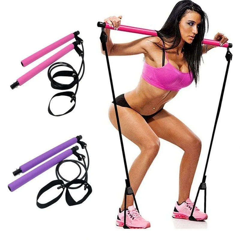 New Fitness Pilates Bar with Cross Fit Resistance Bands For Home Workout