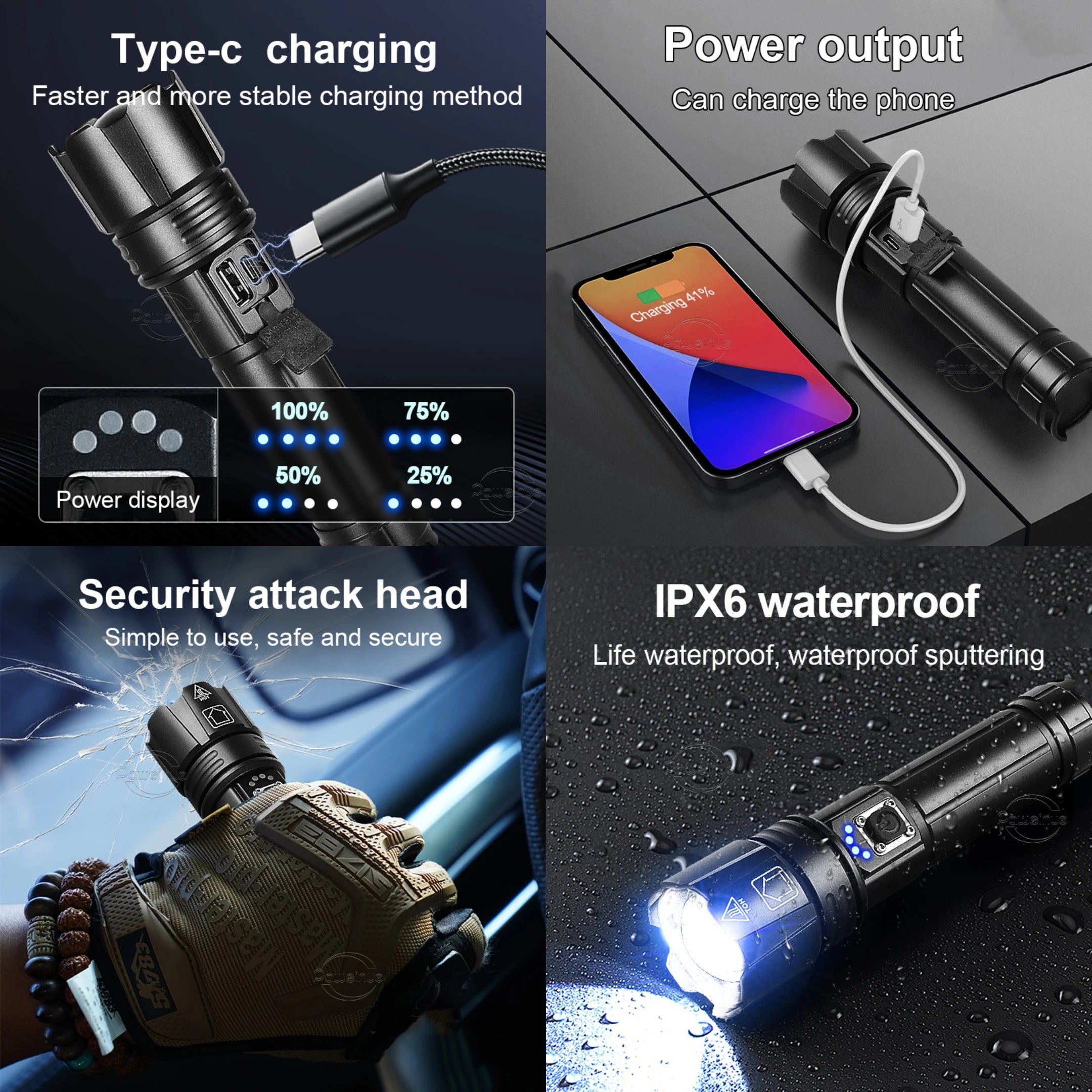 Ultra Powerful Tactical 1500 Meter LED Flashlight With USB Charging